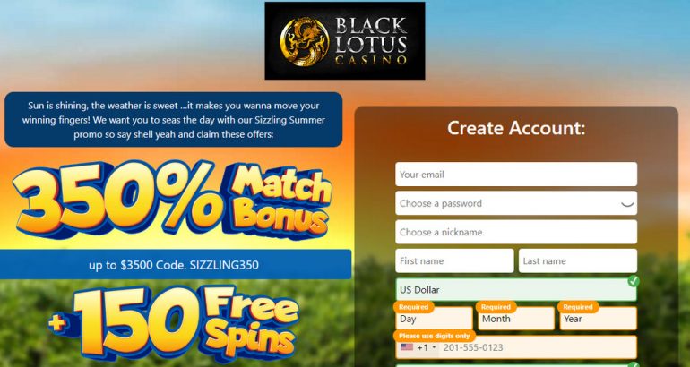 Blacklotus Casino – Join today and get 350% Welcome Bonus