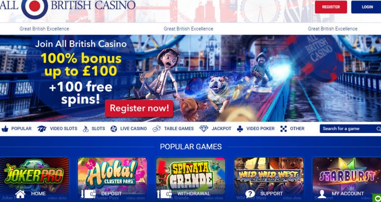 All Bristish Casino – €100 Welcome Bonus and 10% Cashback